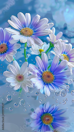 Blue and white daisies