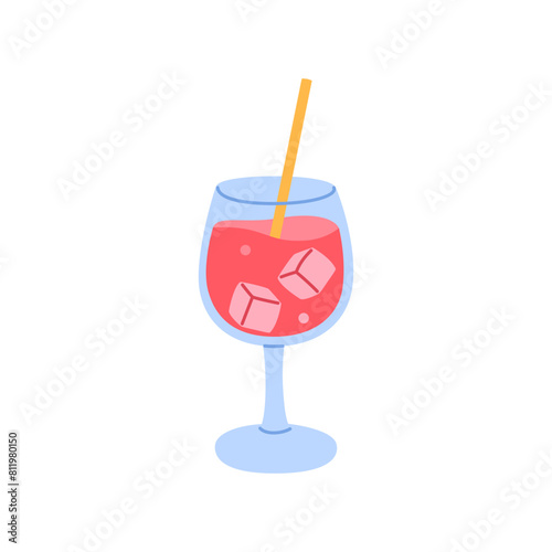 A summer cocktail in a flat style isolated on a white background.