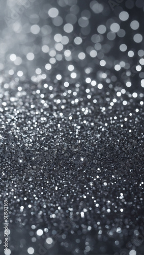 Shimmering Silver Glow, Abstract Glitter Bokeh Background