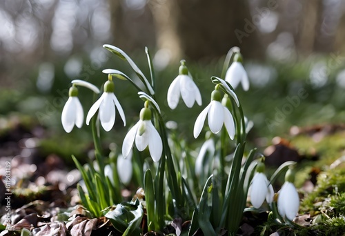A view of some Snowdrops in a Garden