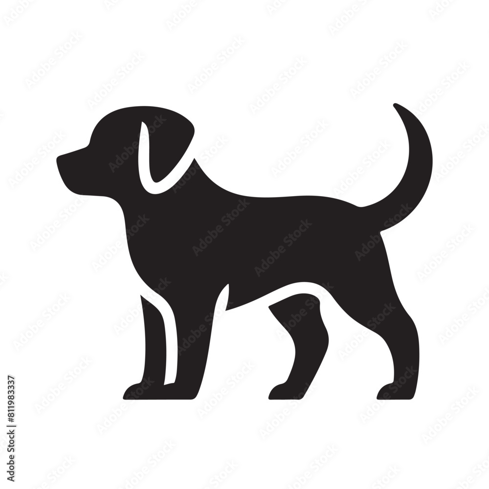 isolated black silhouette of a dog collection, Set of dog silhouette vector. Dogs and puppies in different breed, corgi, golden retriever, poses, sitting, standing, jump