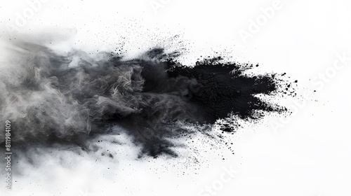 Black powder strikingly contrasted against a pristine white background, creating a visually captivating image. photo