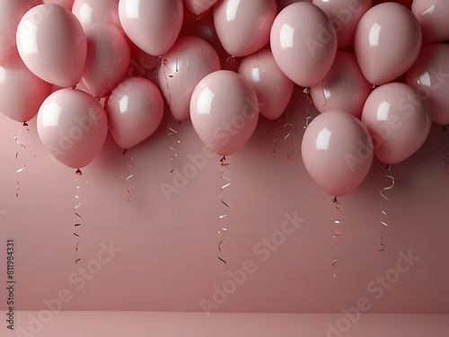 Pink balloons on a pink background  a vibrant and cheerful celebration.