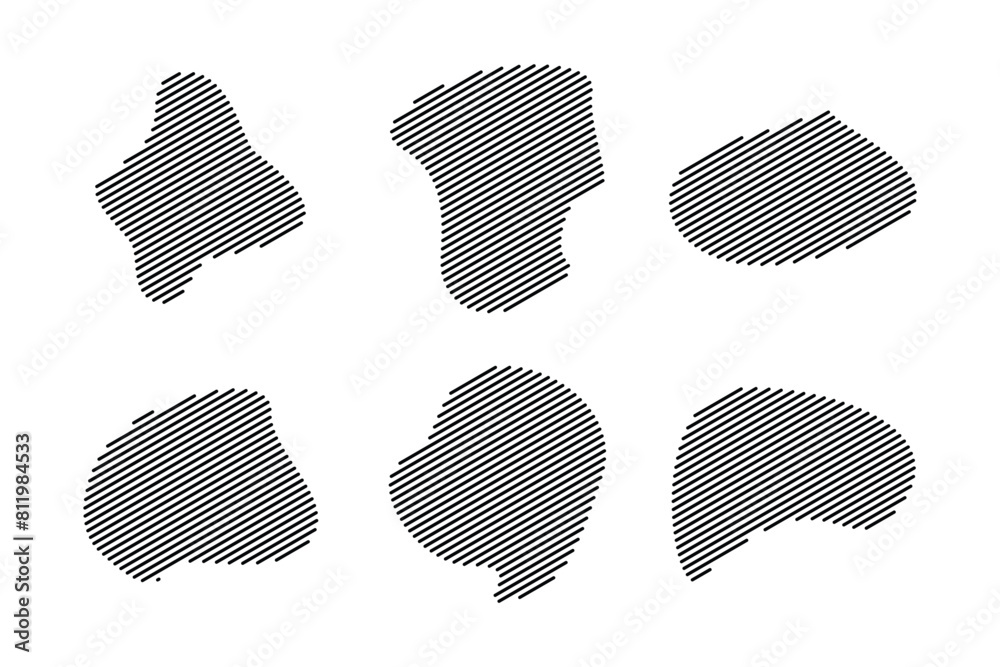 Blobs Abstract Fluid Shape Stripe lines Set Abstract Black Shapes Liquid Shape Elements Random Outline Fluid Shapes.