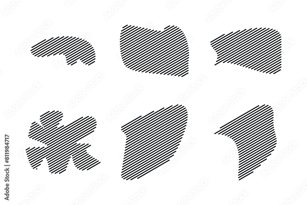 Blobs Abstract Fluid Shape Stripe lines Set Abstract Black Shapes Liquid Shape Elements Random Outline Fluid Shapes.