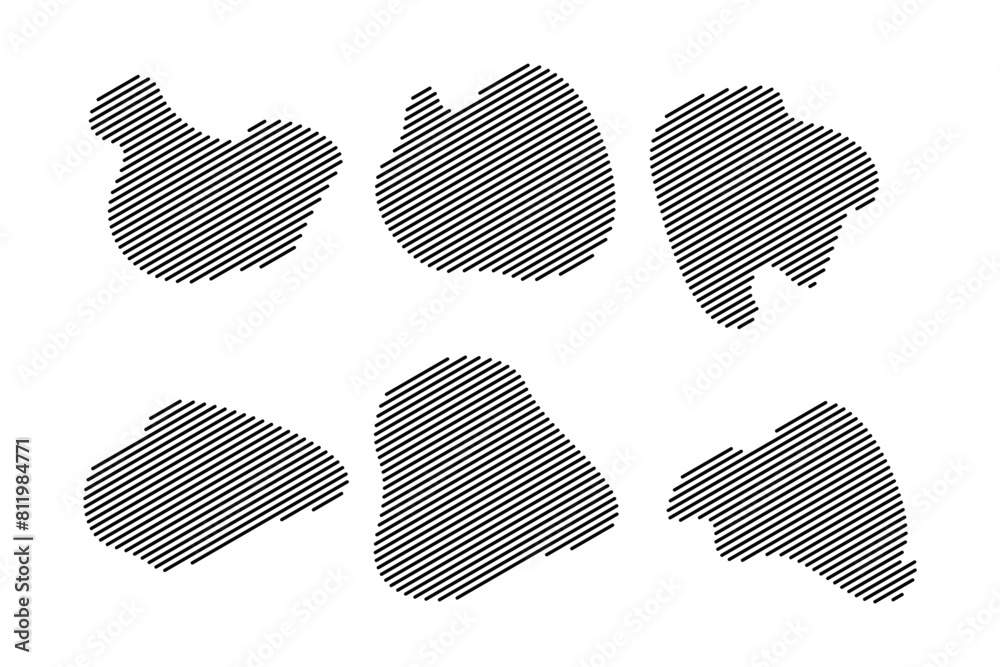 Blobs Abstract Fluid Shape Stripe lines Set Abstract Black Shapes Liquid Shape Elements Random Outline Fluid Shapes.