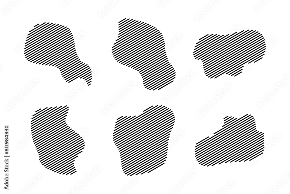 Blobs Abstract Fluid Shape Stripe lines Set Abstract Black Shapes Liquid Shape Elements Random Outline Fluid Shapes.
