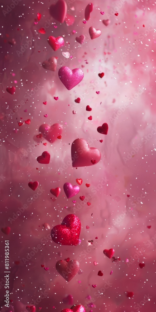 A beautiful display of hearts in shades of pink, magenta, and carmine are floating in the air. A fashion accessory pattern, inspired by a flowering plant event. 3d illustration. High quality photo A beautiful display of hearts in shades of pink, magenta, and carmine are floating in the air. A fashion accessory pattern, inspired by a flowering plant event. 3d illustration. High quality photo