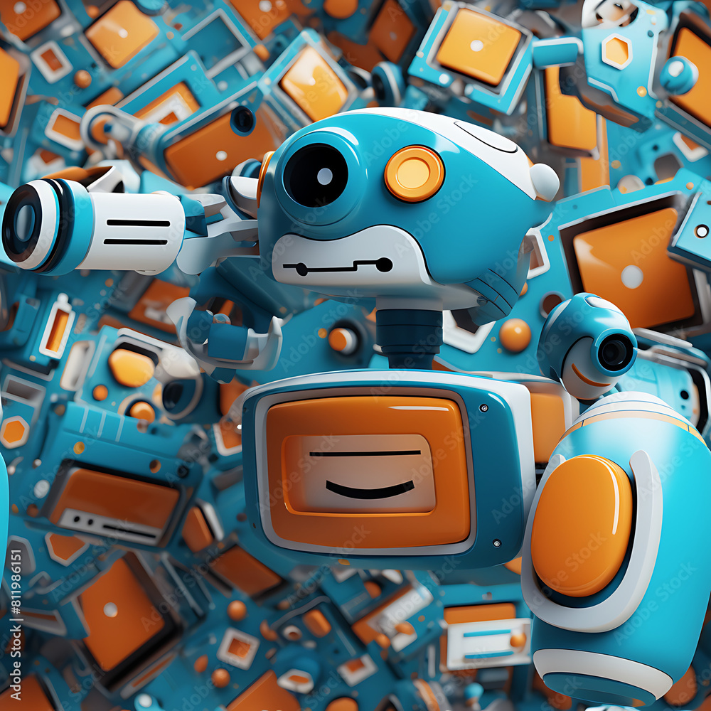 Robot digital art seamless pattern, the design for apply a variety of graphic works Robot digital art seamless pattern, the design for apply a variety of graphic works
