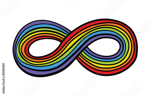 Infinity symbol composed of a vibrant spectrum of colors.