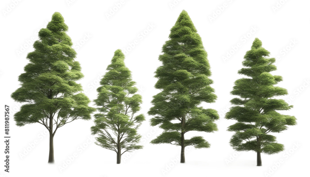 Diverse green trees, showcasing nature variety isolate on transparent background, cutout, png Diverse green trees, showcasing nature variety isolate on transparent background, cutout, png
