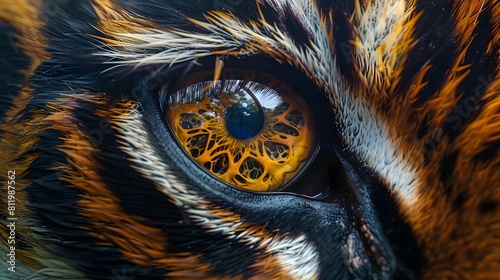 close up of an eye of a lion