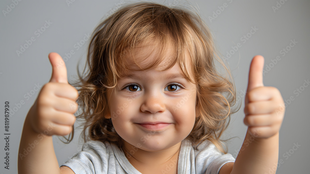 A toddler giving a thumbs up isolated on transparent A toddler giving a thumbs up isolated on transparent