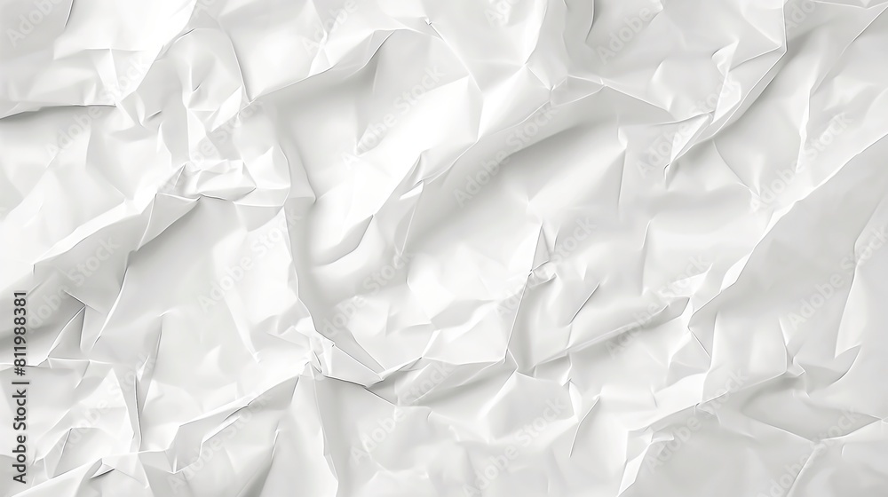 White Paper Texture background overlay effect on transparent. Crumpled translucent white paper abstract shape background with space for text.
