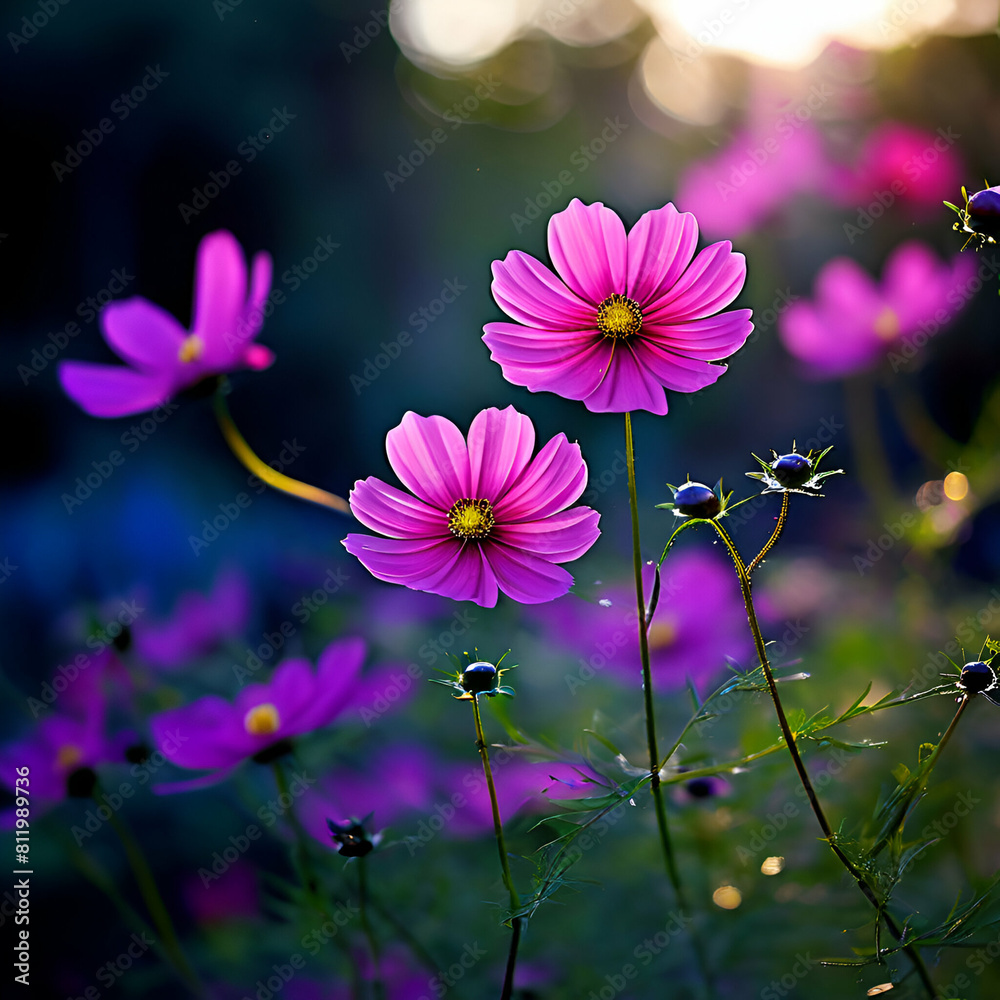 Fototapeta premium Garden Cosmos Purple Flower photo