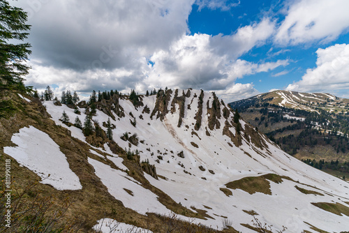 Beautiful mountain tour in spring to the Siplingerkopf from Balderschwang in the Allgau photo