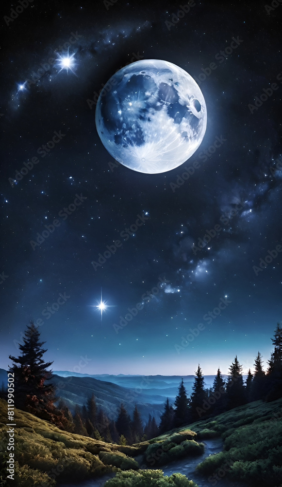 Naklejka premium moon and stars