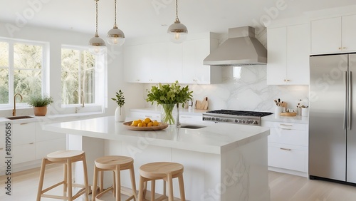 Modern Kitchen Elegance: Pristine White Cabinets