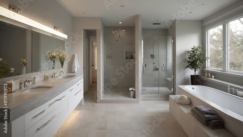  Serene Sanctuary Bathroom with Neutral Beige and Taupe Palette  Organic Elegance  and Natural Stone Accents