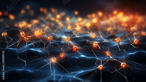 Detailed illustration of a neural network with interconnected nodes and glowing paths