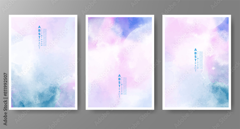 Set of creative hand painted abstract watercolor background. Design for your cover, date, postcard, banner, logo.