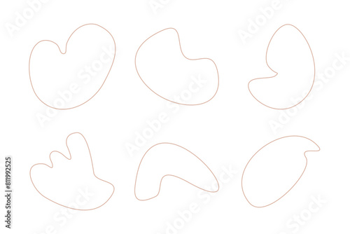 Blobs Abstract Fluid Linear shape set Abstract black shapes Liquid shape elements Random outline fluid shapes.