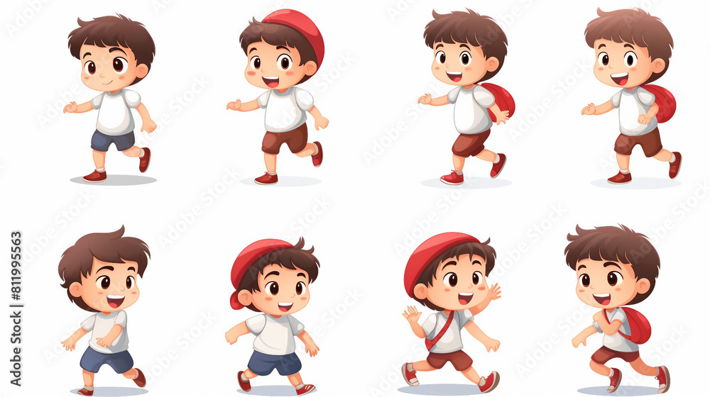 Diverse Set of Children Poses on White Background - Happy, Smiling Kids ...