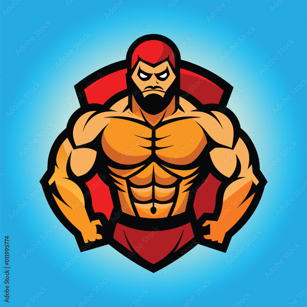 Body builder mascot logo design body builder vector muscular man vector Body builder mascot logo design body builder vector muscular man vector