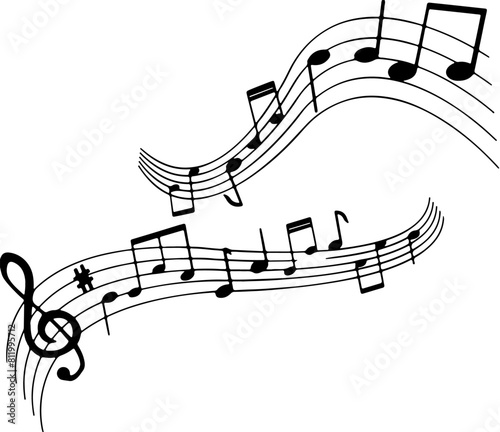 Music Notes Silhouettes. music notes, education, half, beautiful, white, decoration, style, stave, line, modern, staff, art, abstract, doodle, swirl, clip, song, signature, black, symbol, quarter, ill