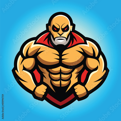 Body builder mascot logo design body builder vector muscular man vector