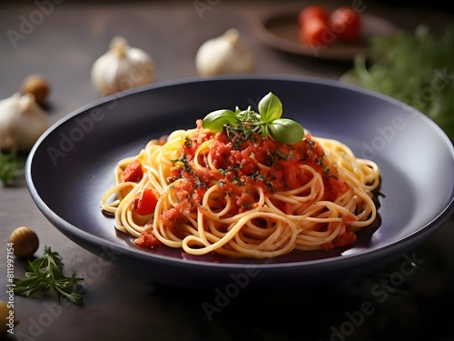 spaghetti with red tomato sauce