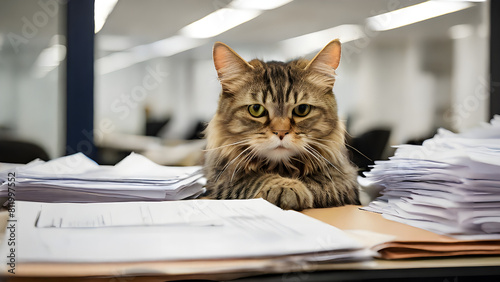 Wallpaper Mural cat on a table with paper Torontodigital.ca