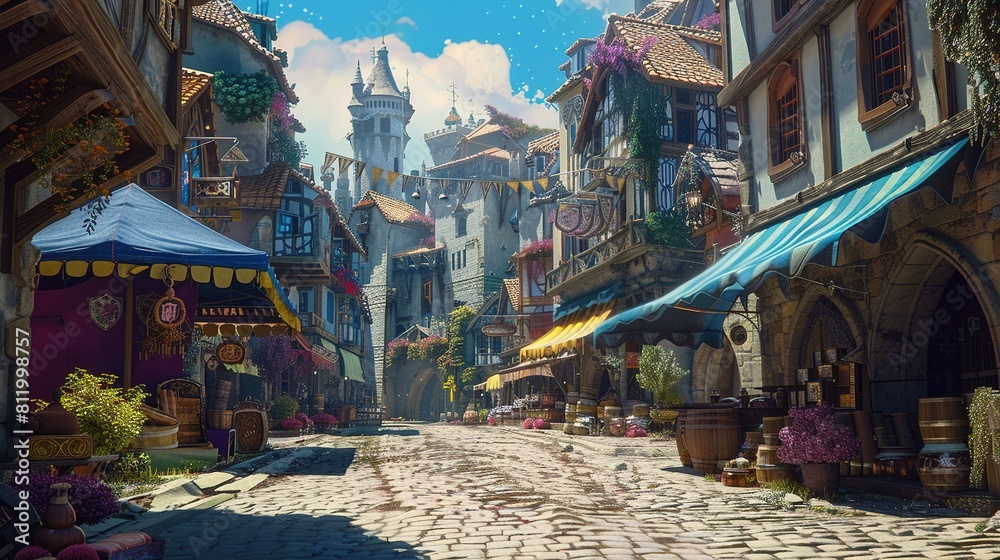 Obraz premium fantasy city street