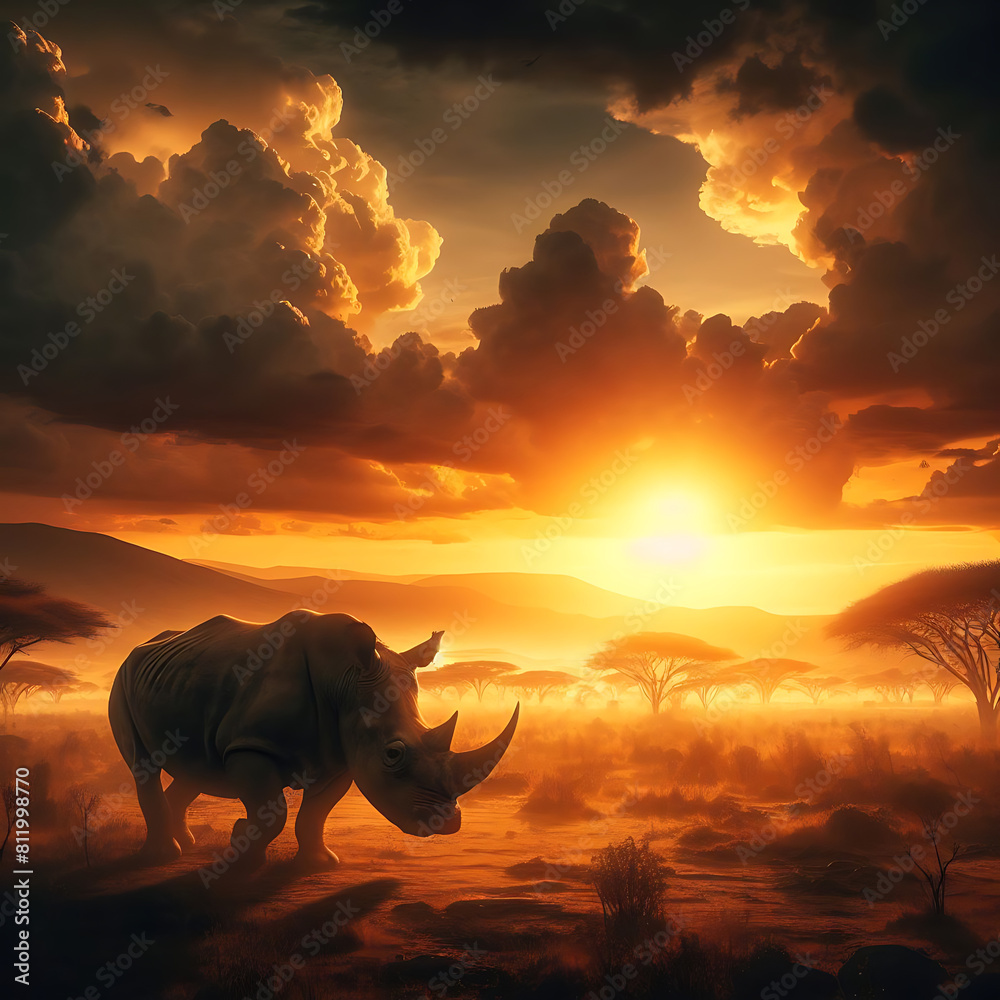 Naklejka premium rhinoceros in africa