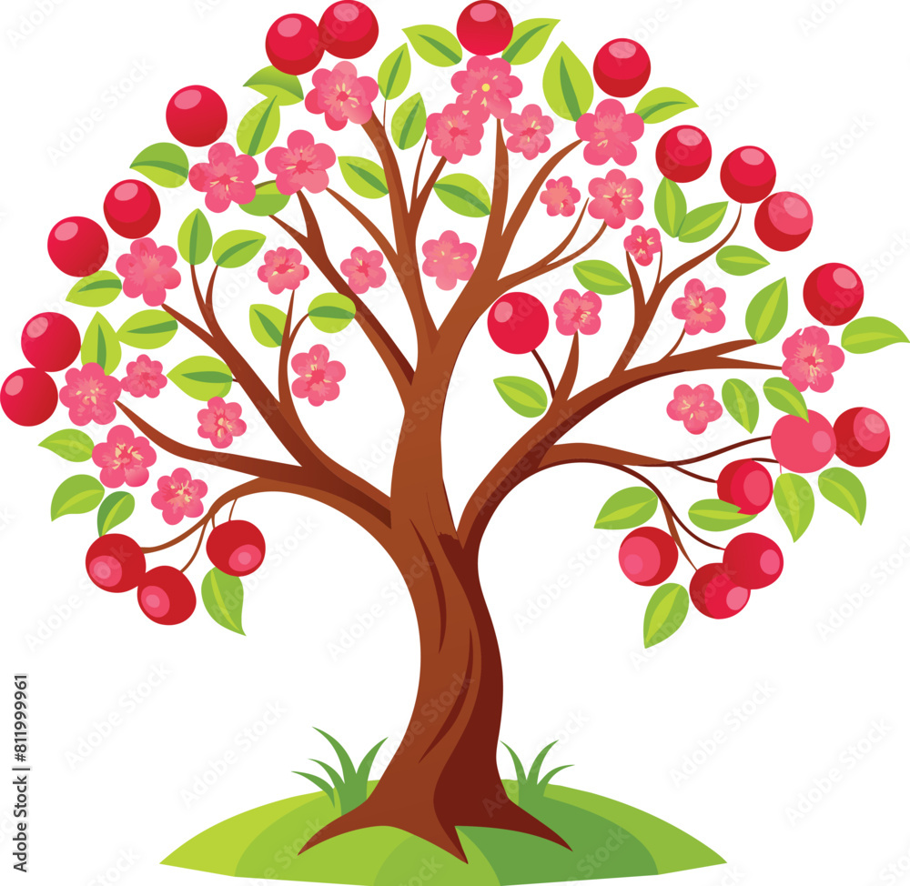 Fototapeta premium cherry tree illustration icon, tree icon