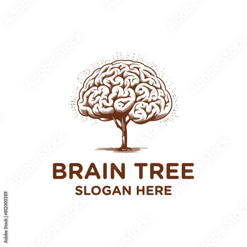 Brain tree logo vector illustration