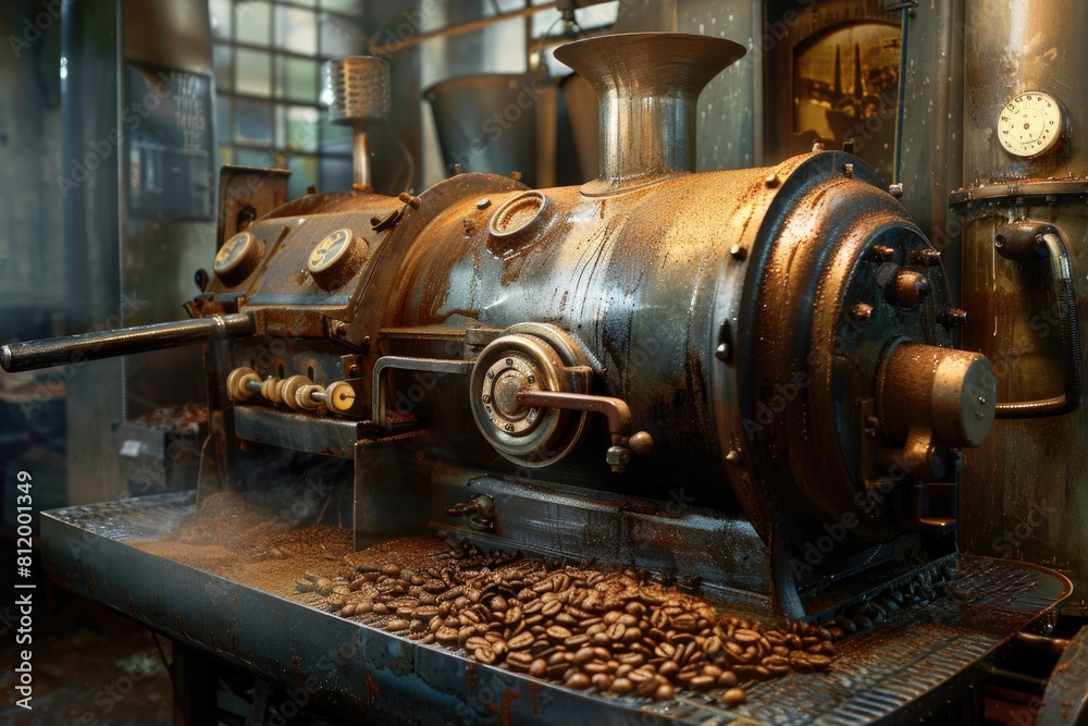 A machine filled with coffee beans. Suitable for coffee shop concept A machine filled with coffee beans. Suitable for coffee shop concept