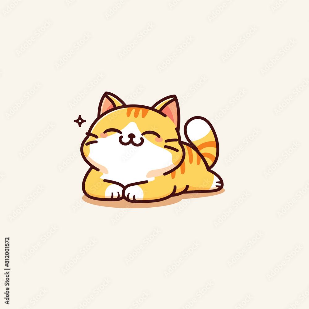 Adorable yellow tabby cat lying on the floor Adorable yellow tabby cat lying on the floor