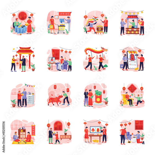  Lunar New Year Flat Illustrations 