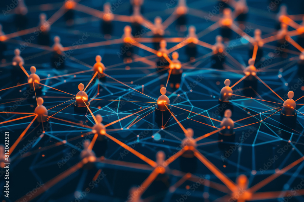 A computer generated image of a network of people connected by lines A computer generated image of a network of people connected by lines