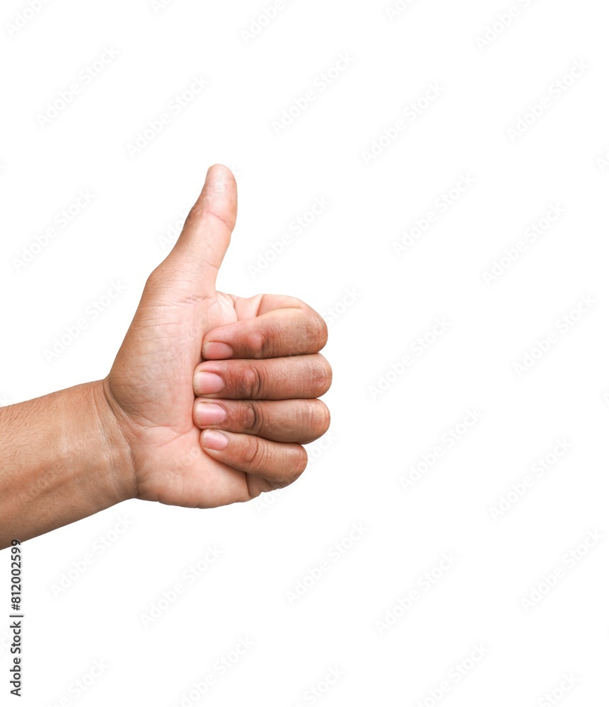 Male hand giving thumbs up isolated on white background, business concept. Male hand giving thumbs up isolated on white background, business concept.