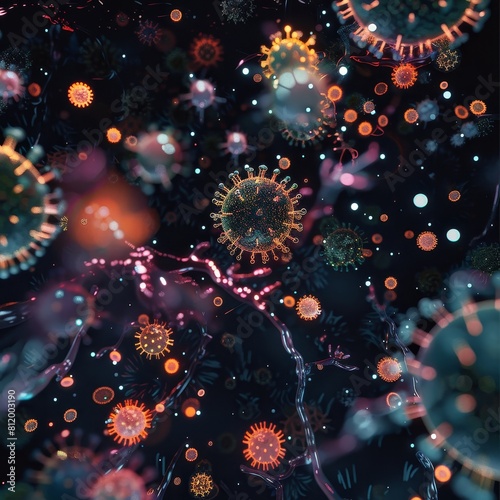 Microscopic Virus Particle Illustration
