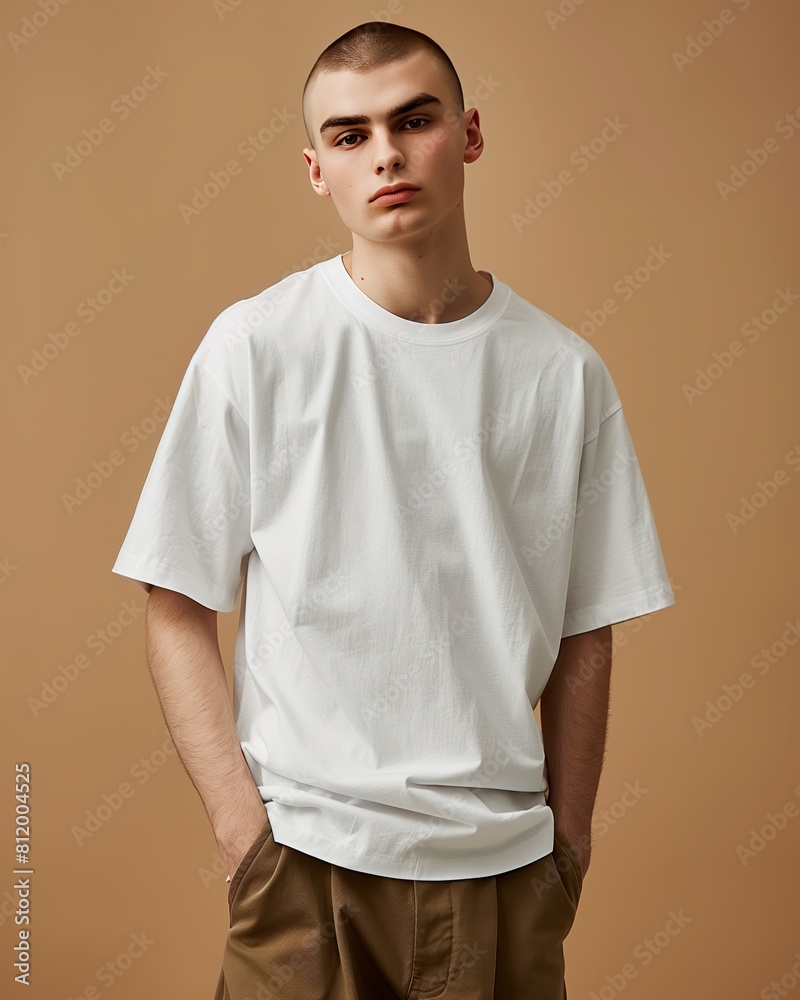 Mockup of an oversized men's t-shirt for design, print, pattern. Men's clothing template, fashion clothes isolated on background. Mockup of an oversized men's t-shirt for design, print, pattern. Men's clothing template, fashion clothes isolated on background.