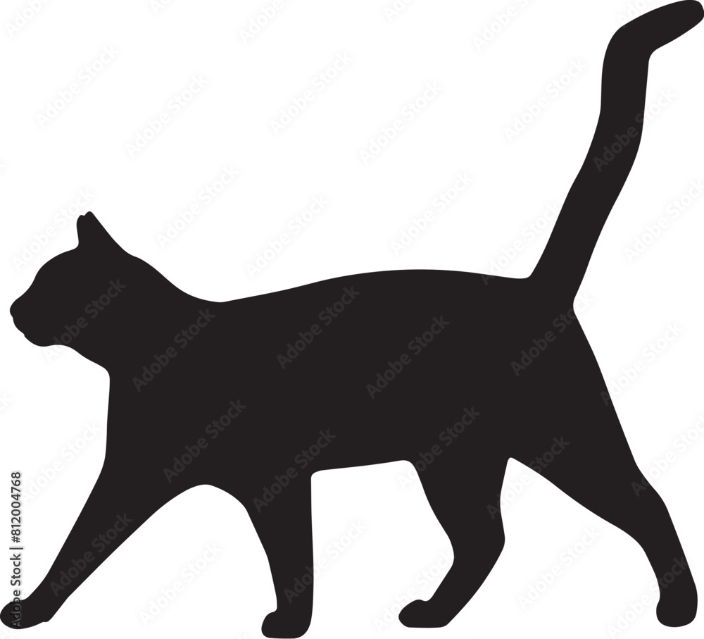 Naklejka premium Cats Silhouettes. background, fabric, paw prints, paws, dog, card, child, pink, endless, paper, repeat, track, foot, wildlife, pretty, feline, wallpaper, nature, illustration, black, tail, graphic, ve