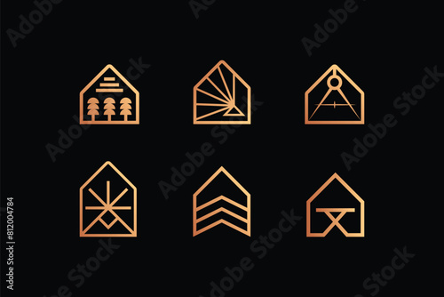 Minimalist interior, real estate, furniture logo design