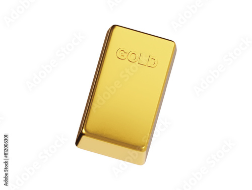 Gold bar icon 3d render illustration