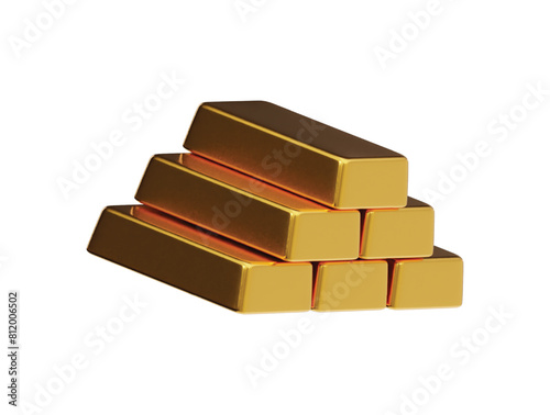 Gold bar icon 3d render illustration