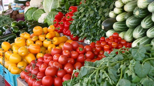 "Fresh and Colorful: Vibrant Vegetable Medley on Display - A Feast for the Eyes and the Palate!"