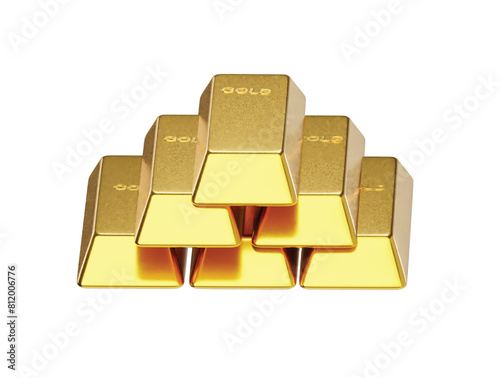 Gold bar icon 3d render illustration