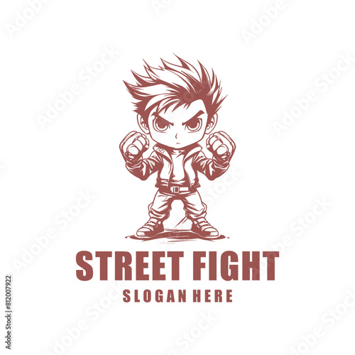 Fighter kid, mascot logo vector illustration